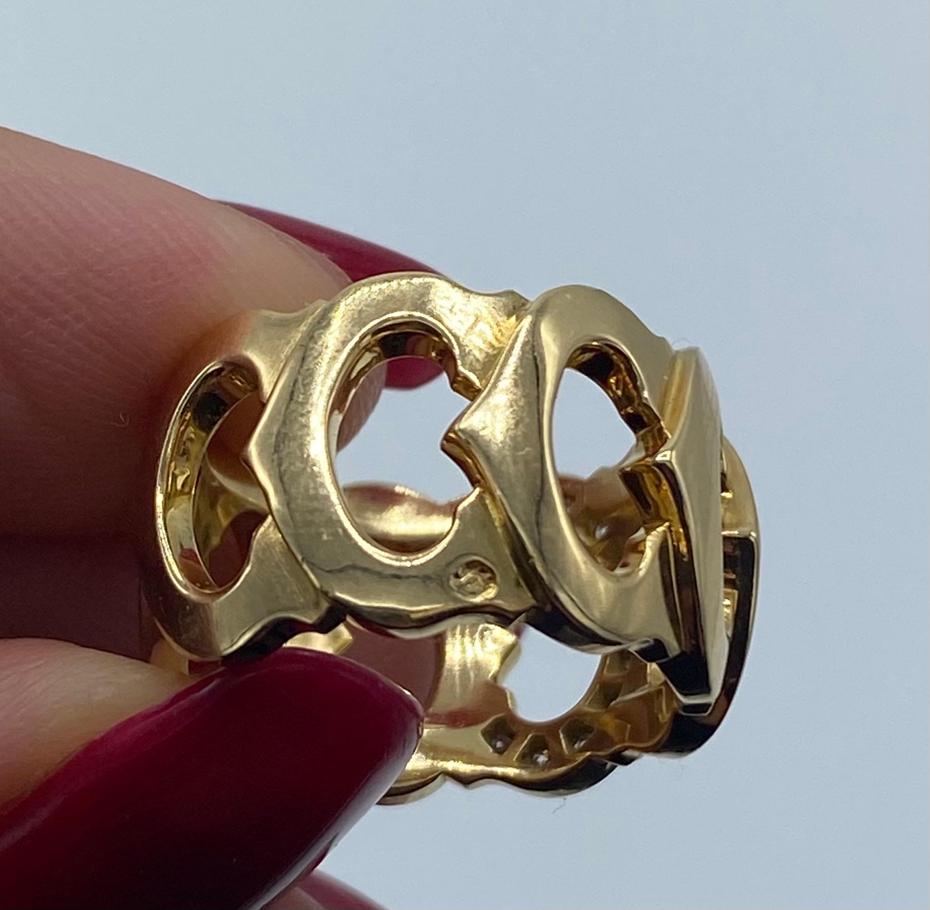 Vintage Cartier Yellow Gold and Diamond Logo Band Ring 3
