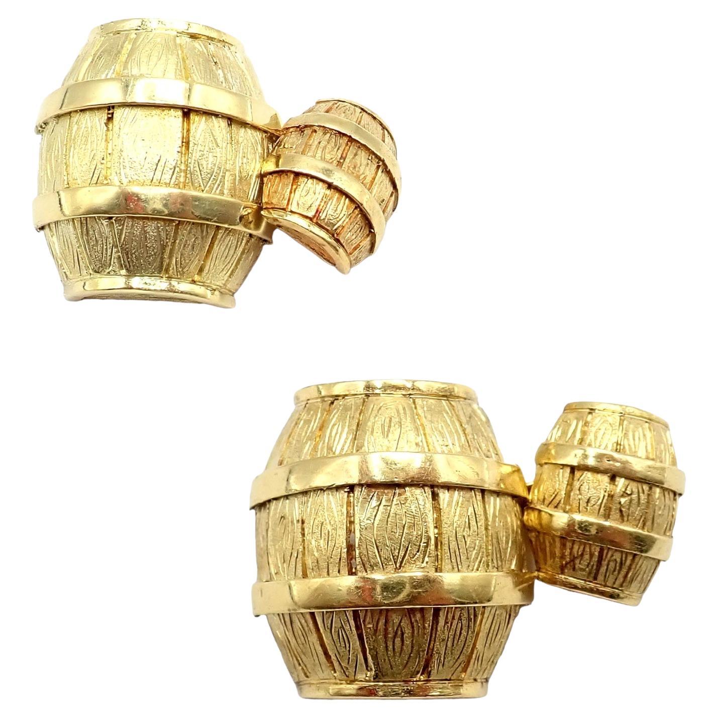 Vintage Cartier Yellow Gold Barrel Cufflinks