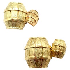 Vintage Cartier Yellow Gold Barrel Cufflinks