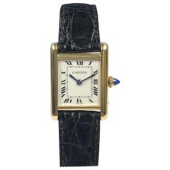 Vintage Cartier Gelbgold Classic Tank Damen mechanische Armbanduhr