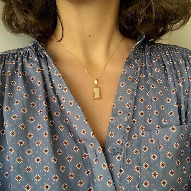Vintage Cartier Yellow Gold Diamond Gold Bar Half Ounce Pendant at 1stdibs