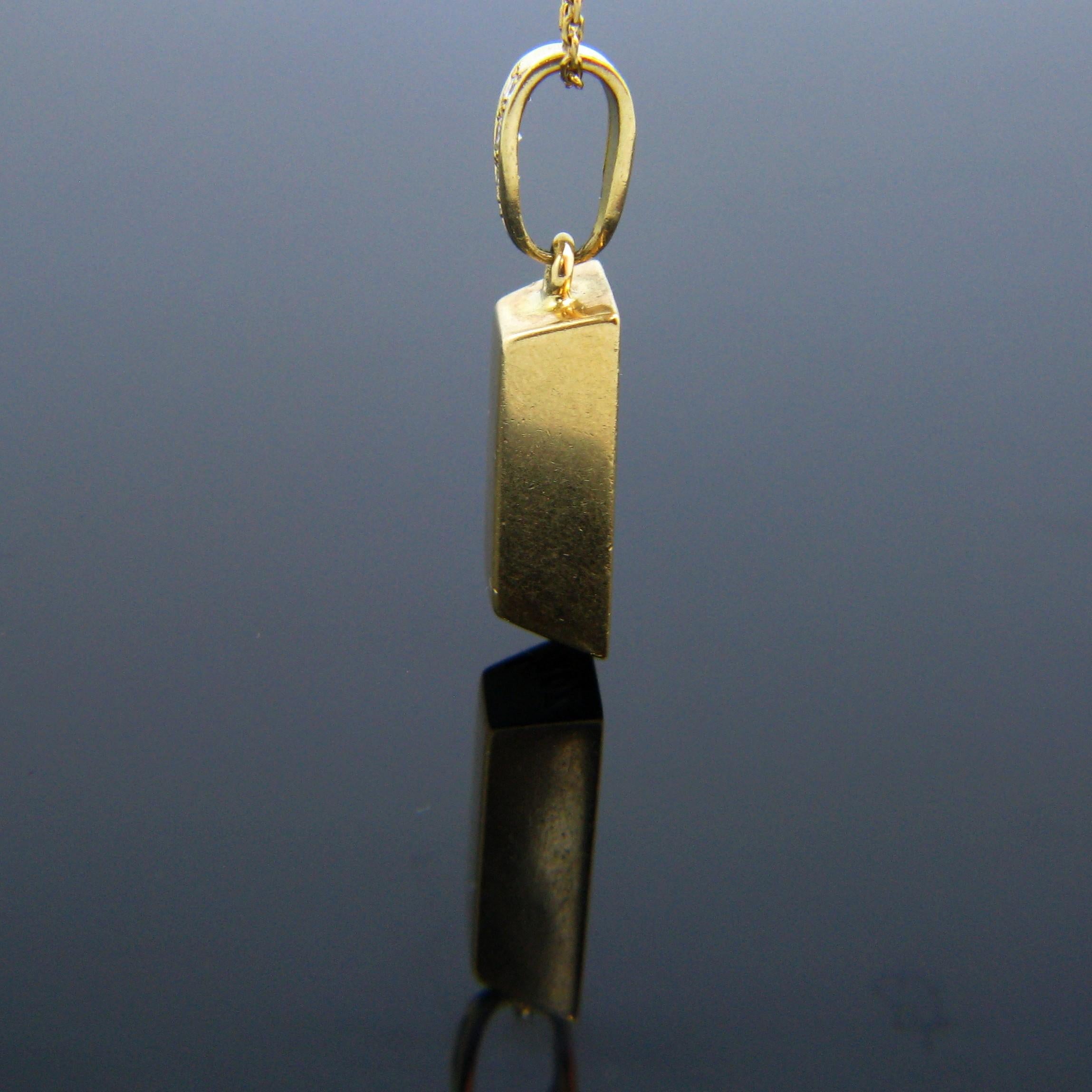 Vintage Cartier Yellow Gold Diamond Gold Bar Half Ounce Pendant In Good Condition In London, GB