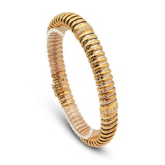 Vintage Cartier Yellow Gold Stainless Steel and Diamond Flexible Bracelet