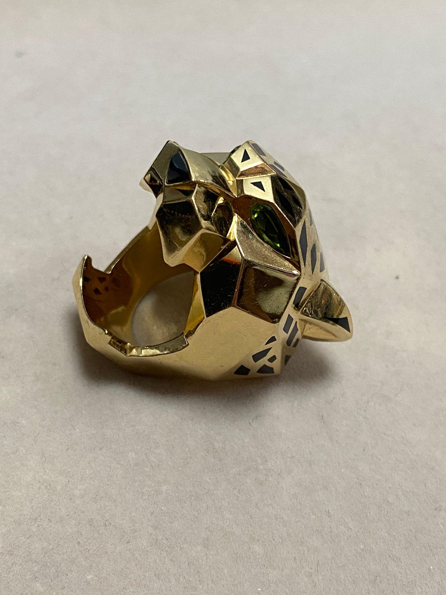 Vintage Cartiere Panthere de Cartier Ring Tsavorite Onyx - 62.4g - Size - 58 5