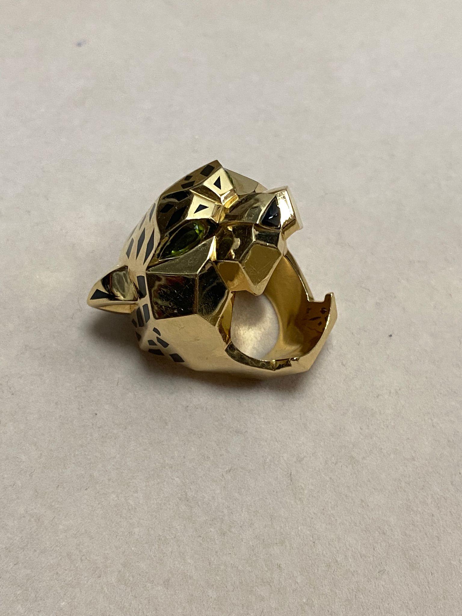 Vintage Cartiere Panthere de Cartier Ring Tsavorite Onyx - 62.4g - Size - 58 6