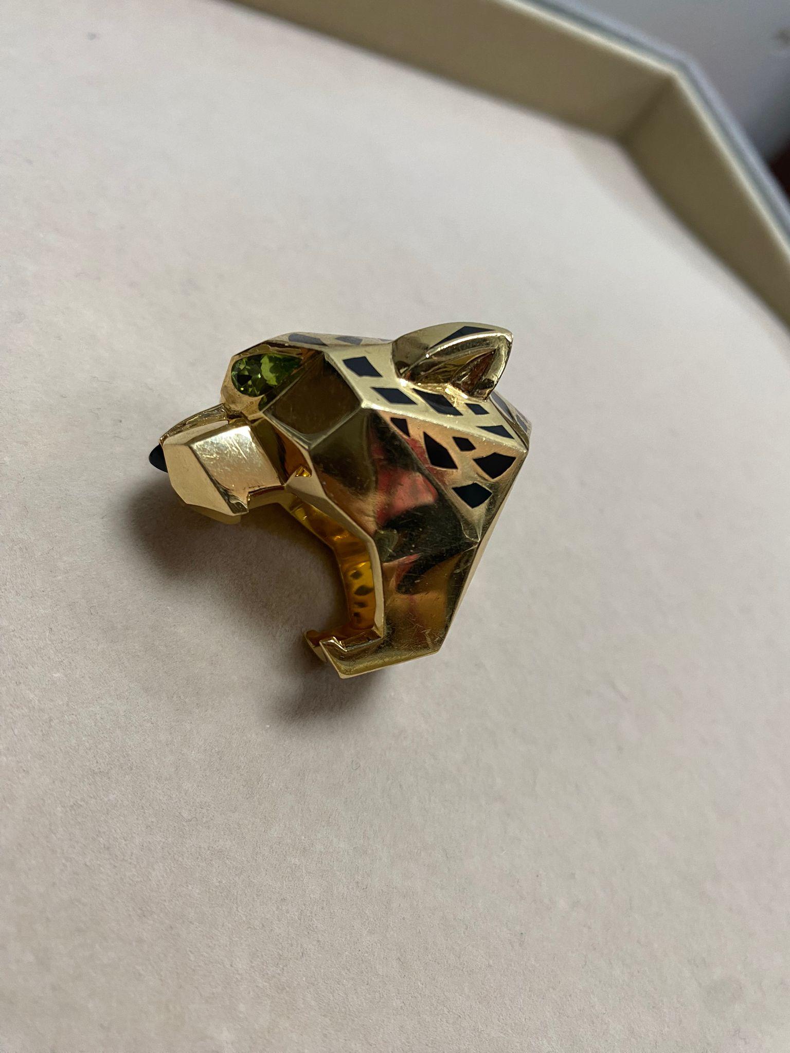 Vintage Cartiere Panthere de Cartier Ring Tsavorite Onyx - 62.4g - Size - 58 1