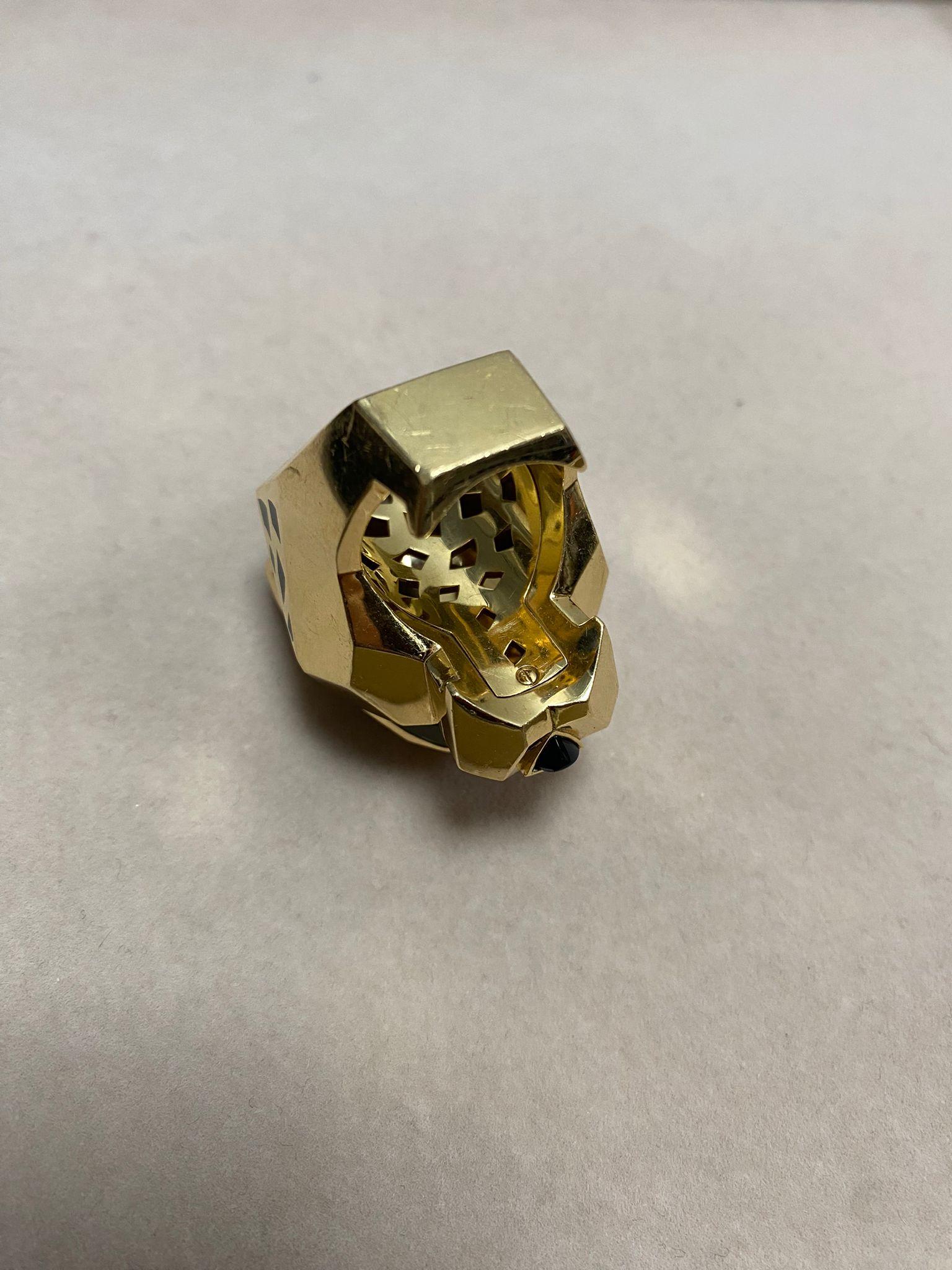 Vintage Cartiere Panthere de Cartier Ring Tsavorite Onyx - 62.4g - Size - 58 2