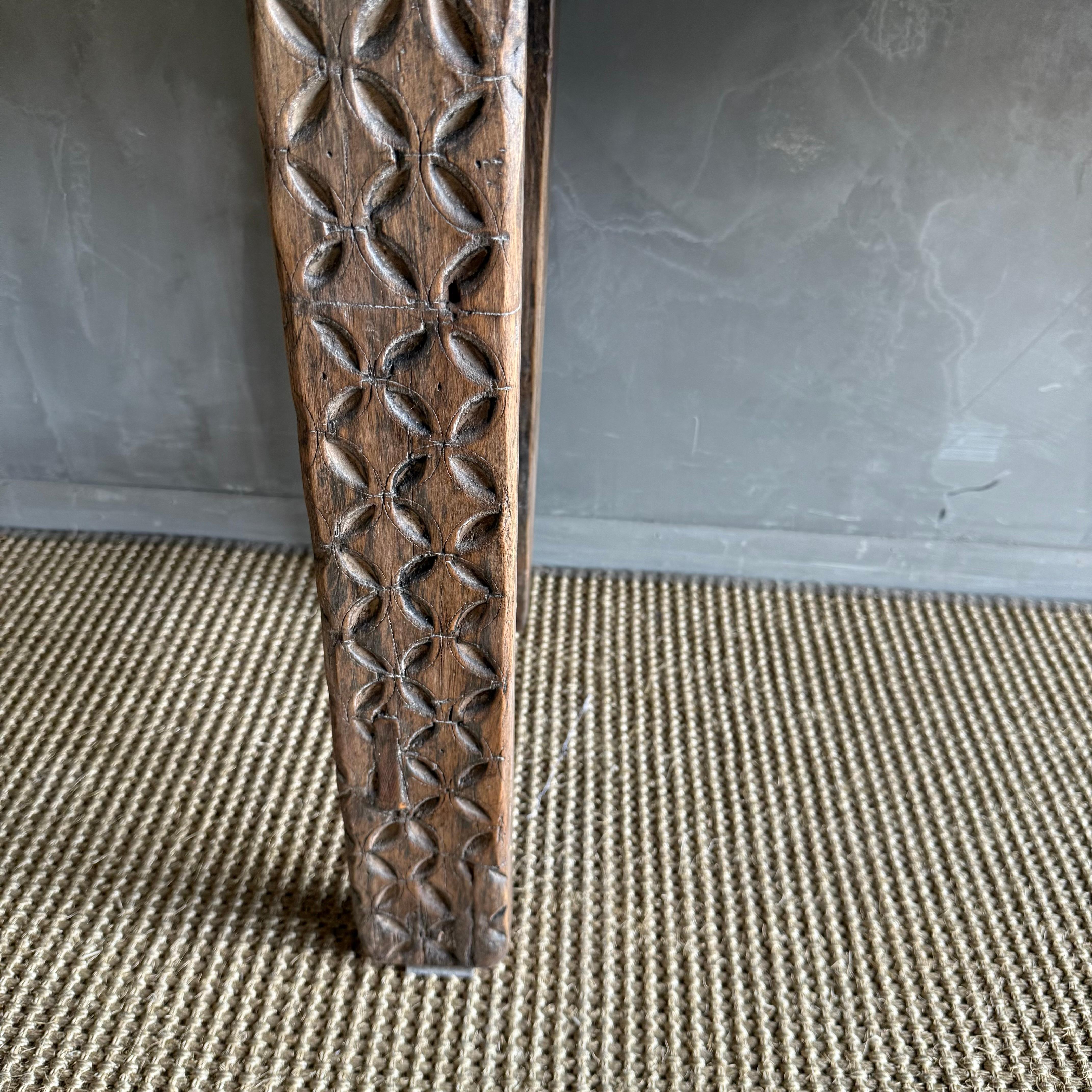 Vintage Carved 4 Drawer Console with Carvings For Sale 6