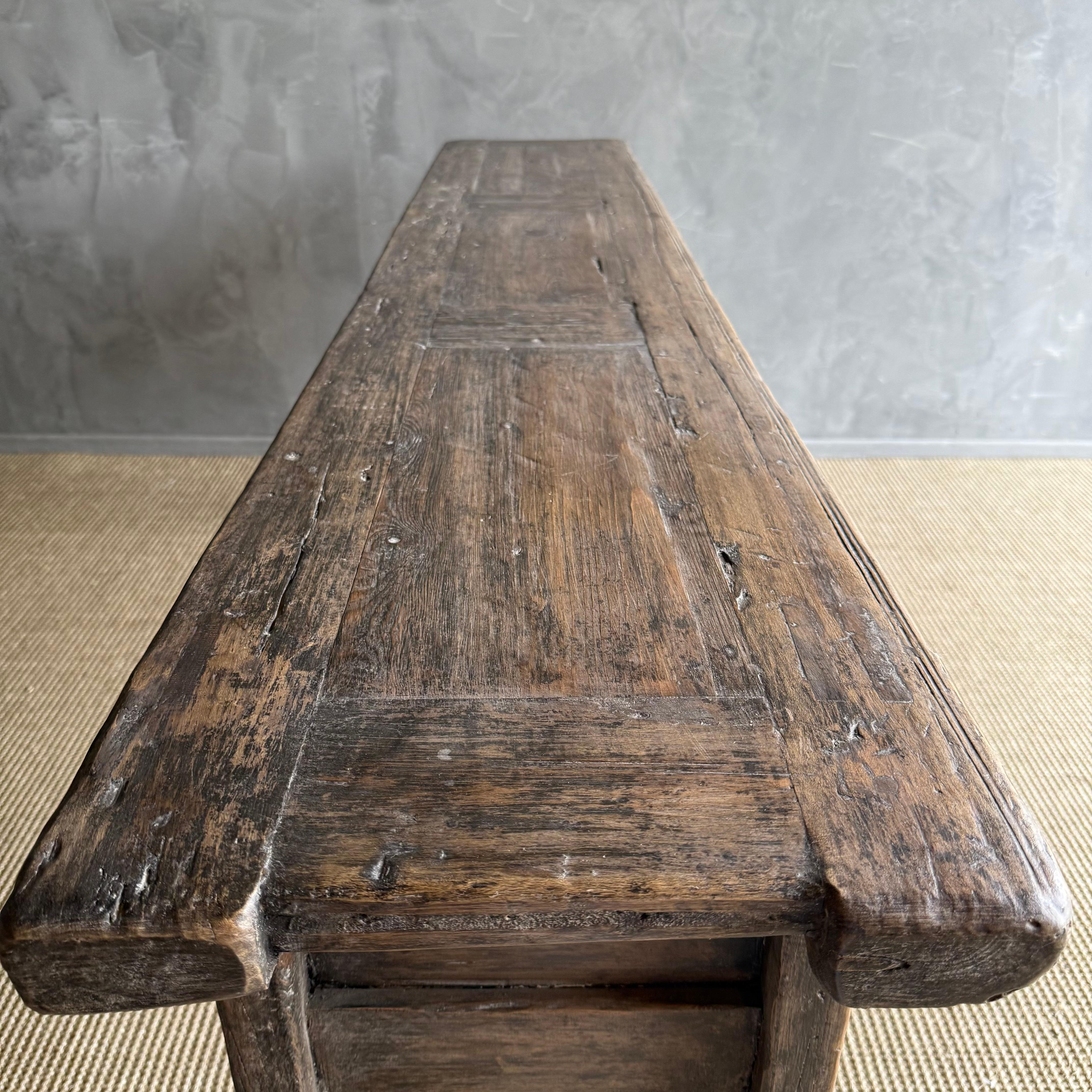 Vintage Carved 4 Drawer Console with Carvings For Sale 12