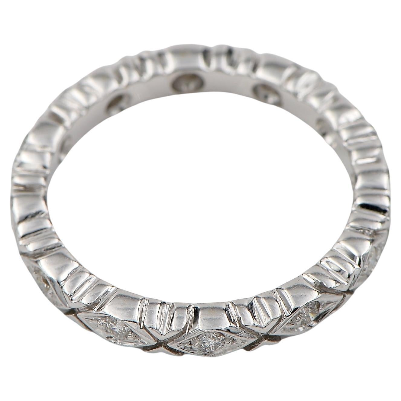 Vintage Carved .50 Ct Diamond Full Eternity 18 KT ring