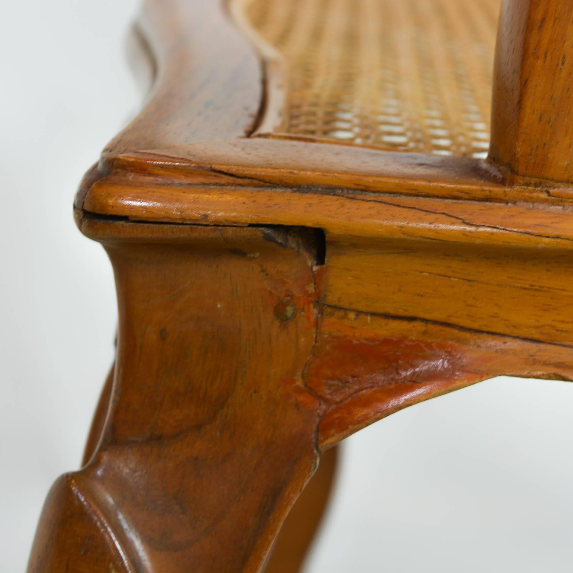 Vintage Carved Accent Chair with Caned Seat and Back For Sale 2