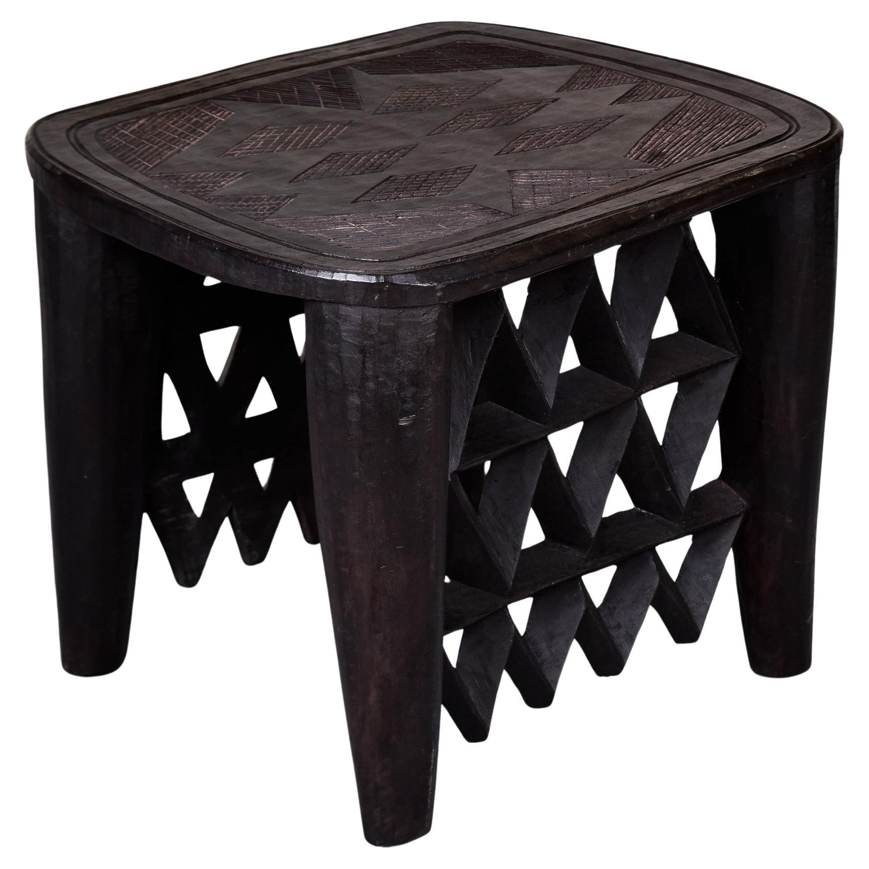 Vintage Carved African Side Table by the Nupe of Nigeria  For Sale