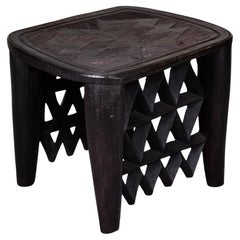Vintage Carved African Side Table by the Nupe of Nigeria 