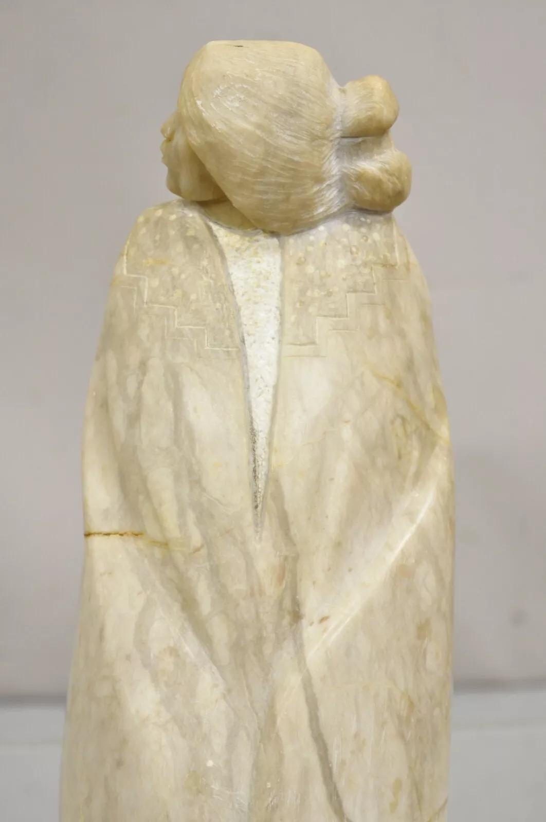 Vintage Carved Alabaster American Indian Navajo Sculpture by Gregory Johnson In Good Condition For Sale In Philadelphia, PA