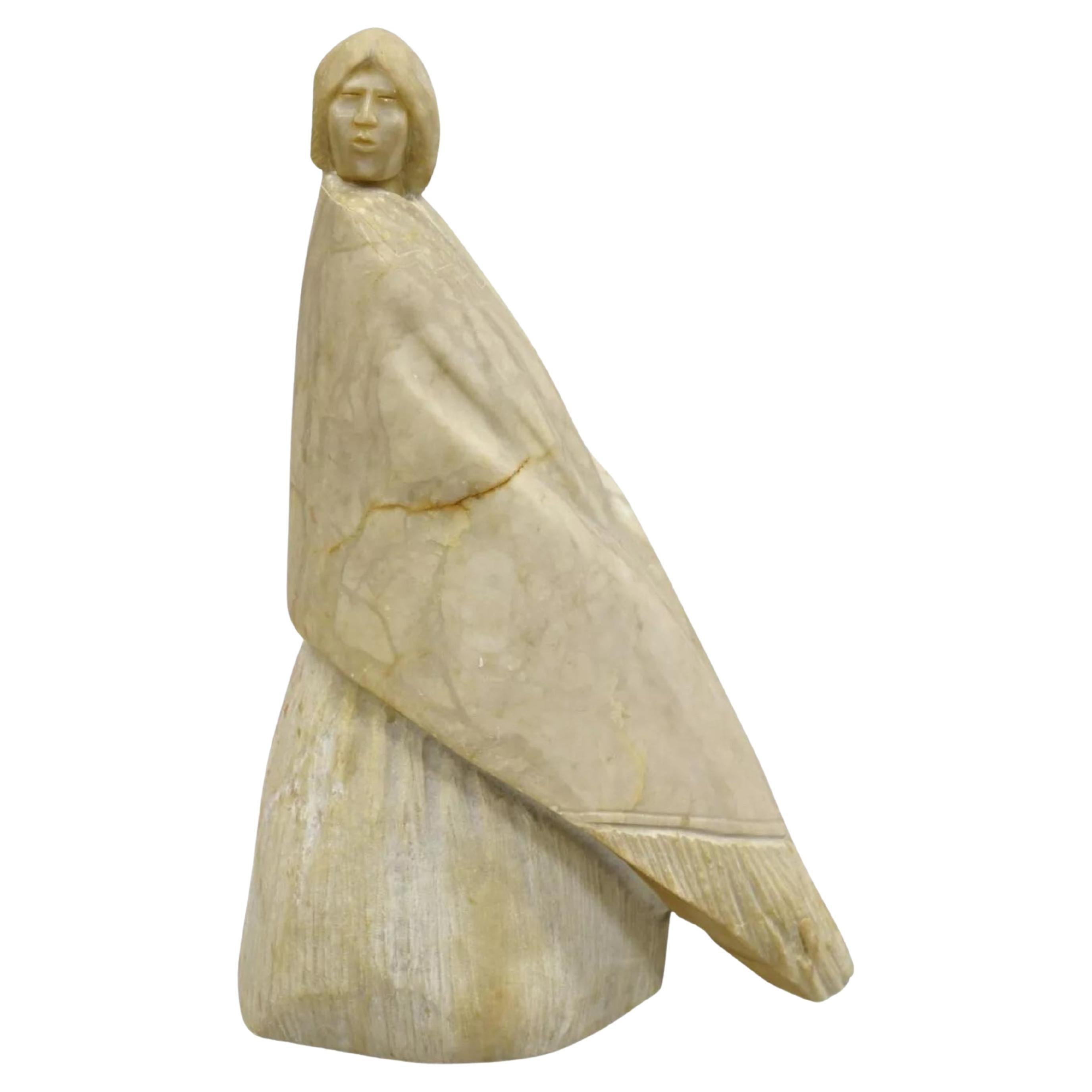 Geschnitzte amerikanische indische Navajo-Skulptur aus Alabaster von Gregory Johnson, Vintage im Angebot