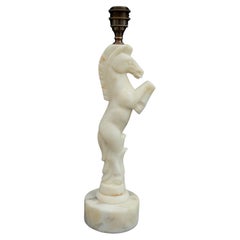 Vintage Carved Alabaster Horse Table Lamp