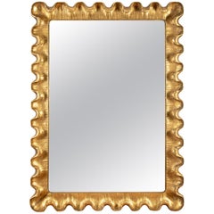 Vintage Carved and Gilt Scalloped Mirror in the Style of Dorothy Draper