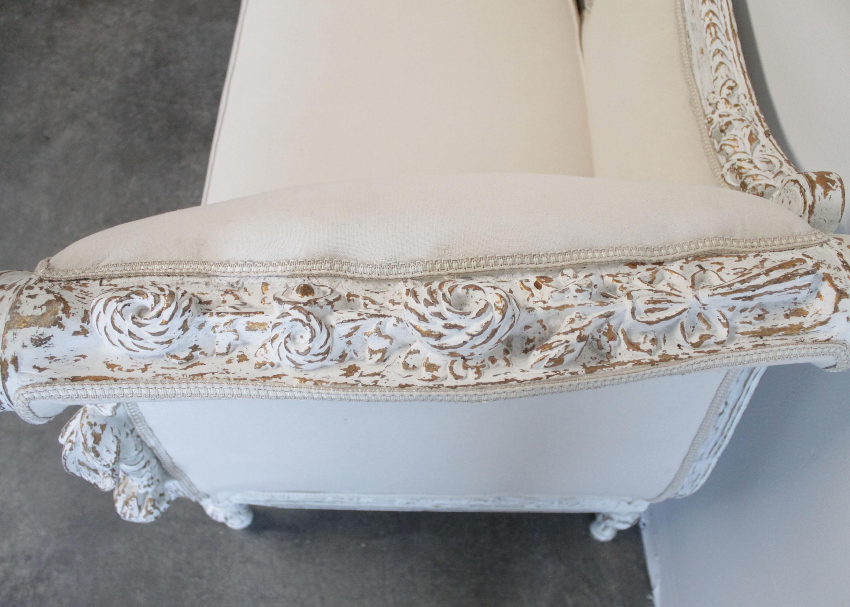 Vintage Carved and Painted French Style Sofa 6