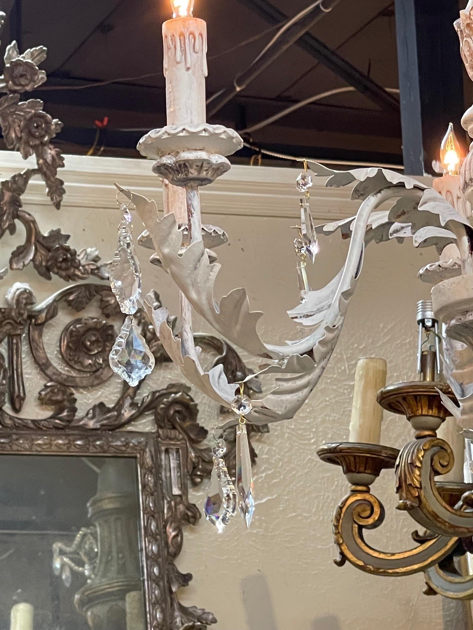 20th Century Vintage Carved and Painted Italian Chandelier