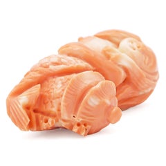 Vintage Carved Angel Skin Coral Siren Mermaid Figurine Sculpture