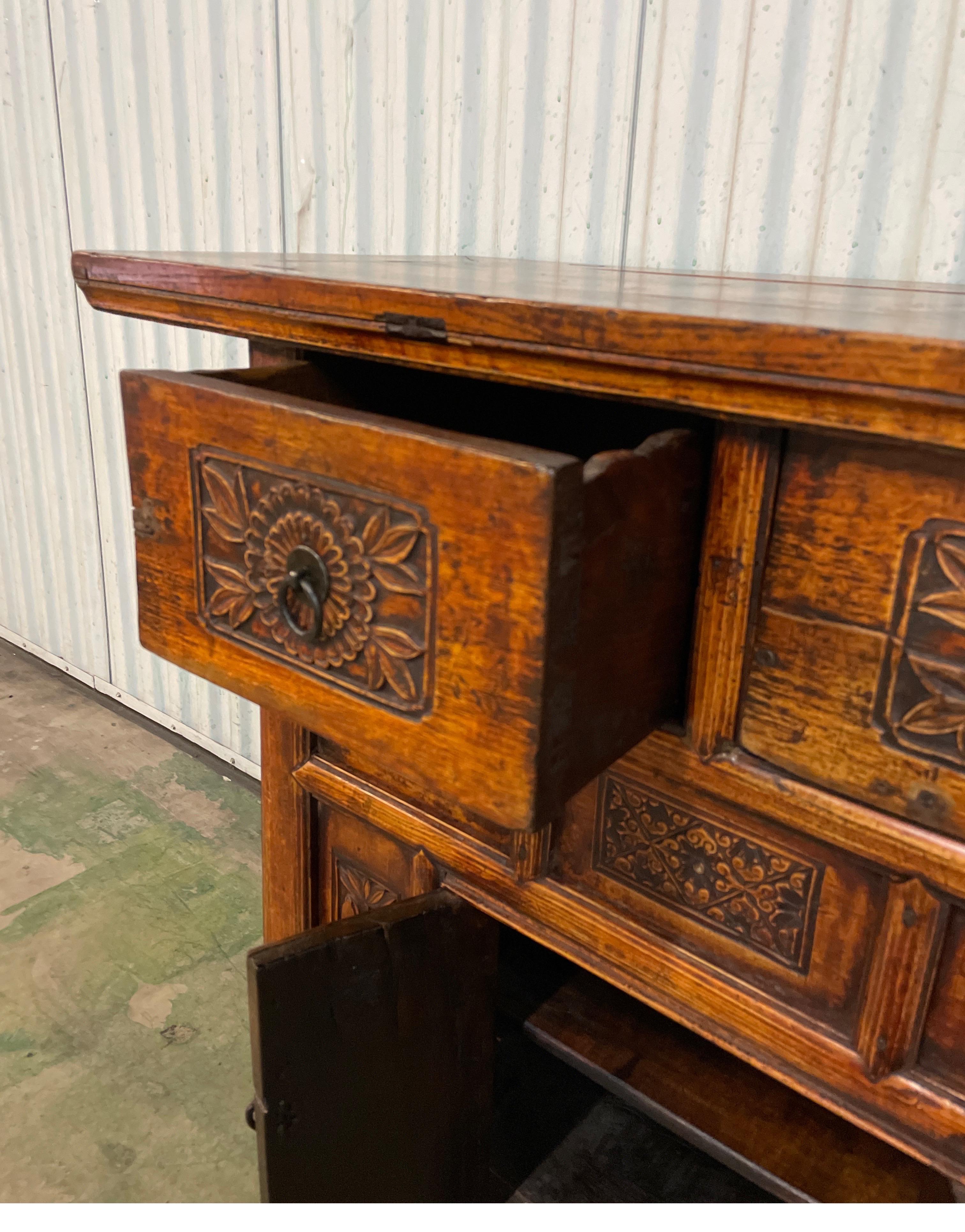 Vintage Carved Asian Console / Altar Table For Sale 4
