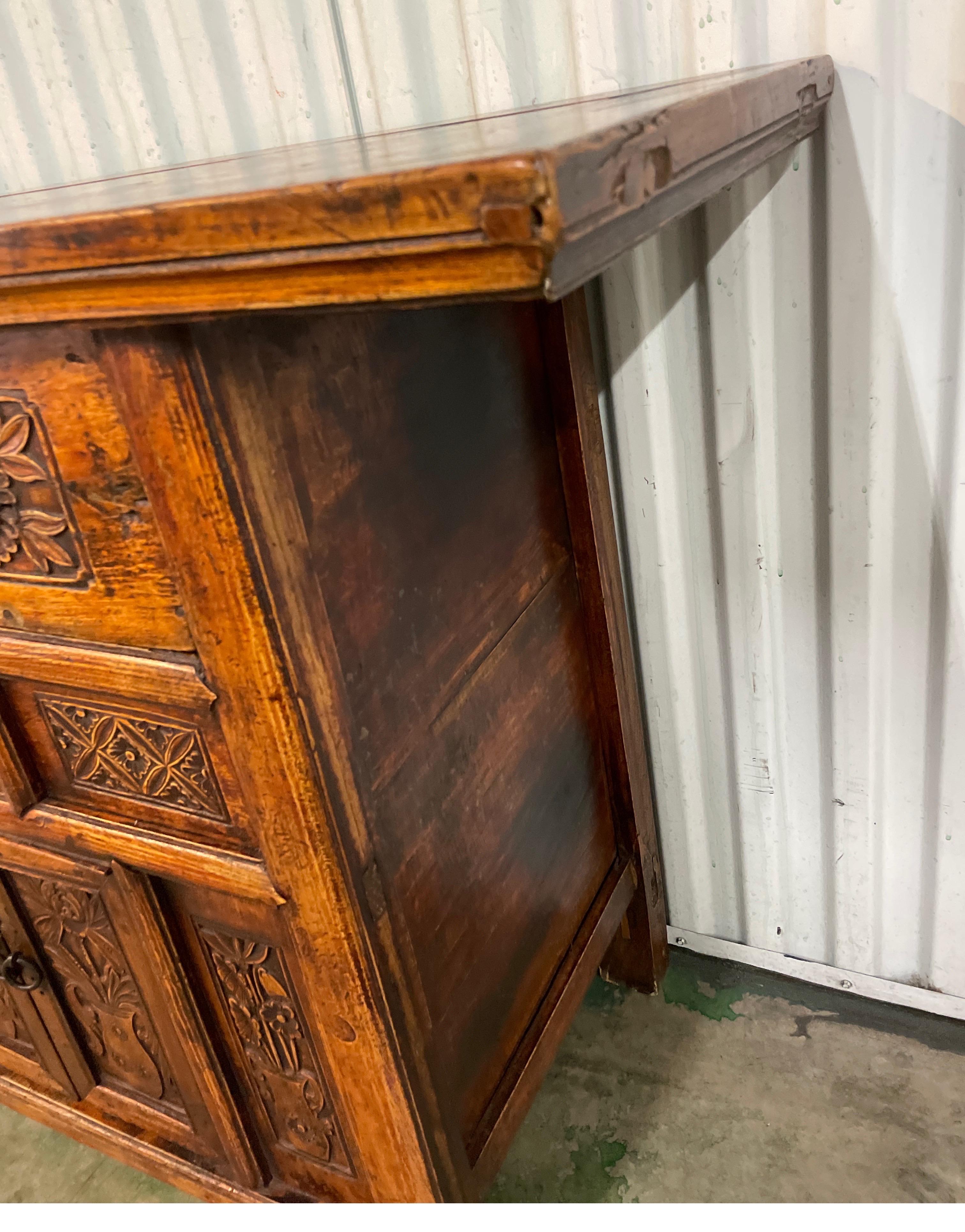 Wood Vintage Carved Asian Console / Altar Table For Sale