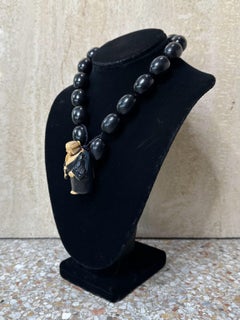 Vintage Carved Asian Female Buddha Necklace