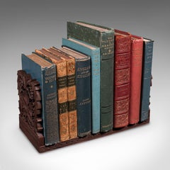 Vintage Carved Book Slide, Anglo Indian, Teak, Library Stand, Colonial, Art Deco