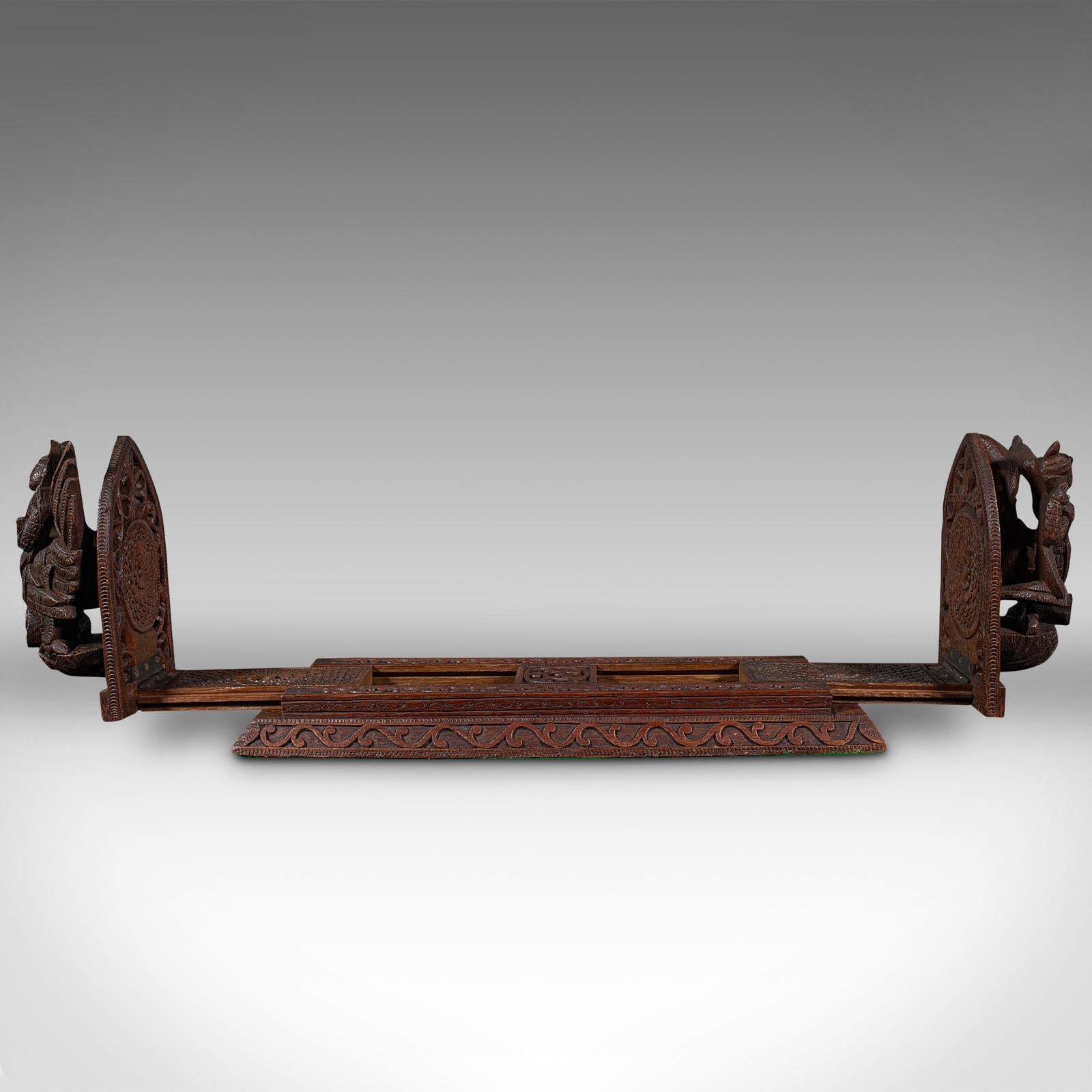 Asian Vintage Carved Book Slide, Balinese, Hardwood, Library Stand, Mid Century, 1960 For Sale