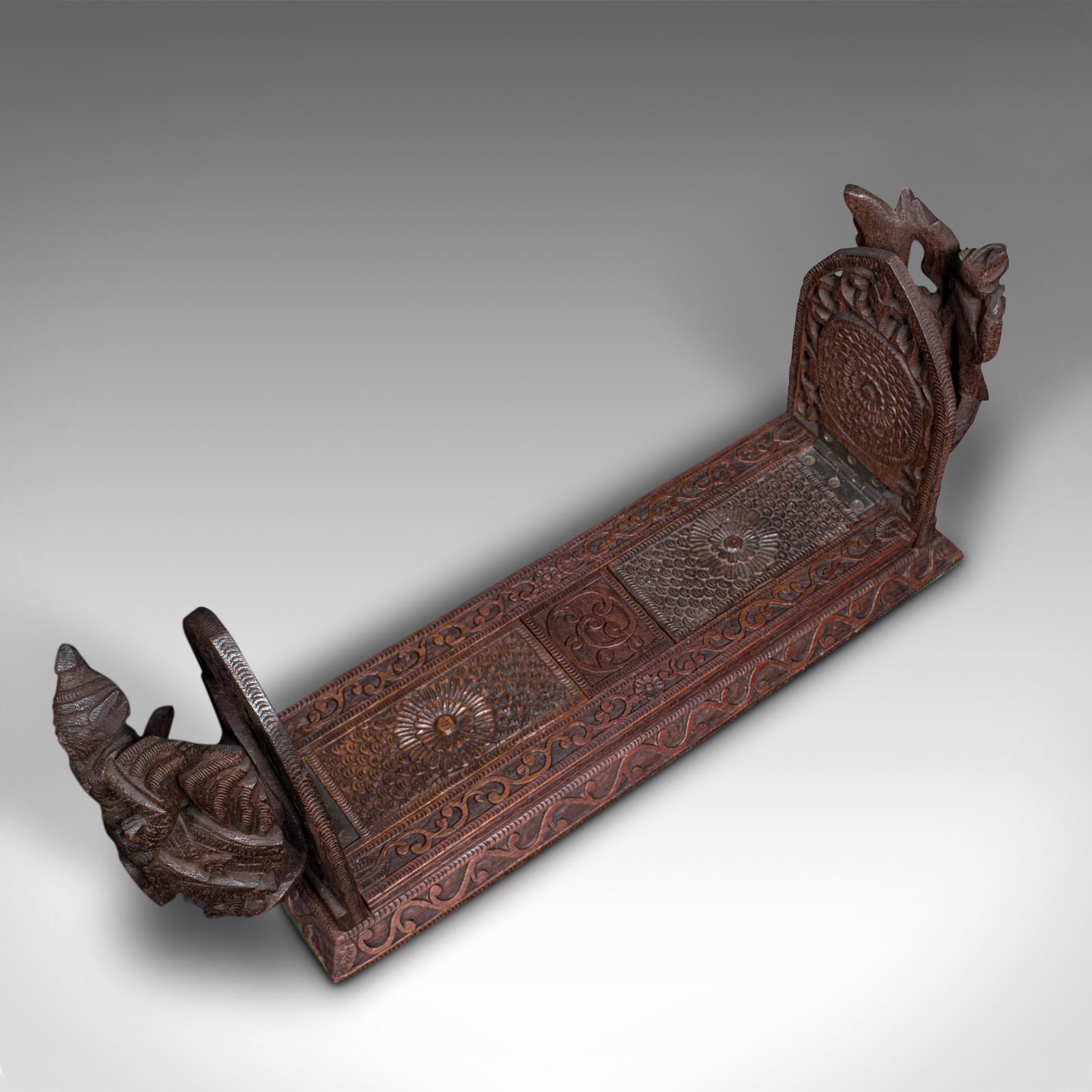 Vintage Carved Book Slide, Balinese, Hardwood, Library Stand, Mid Century, 1960 For Sale 2