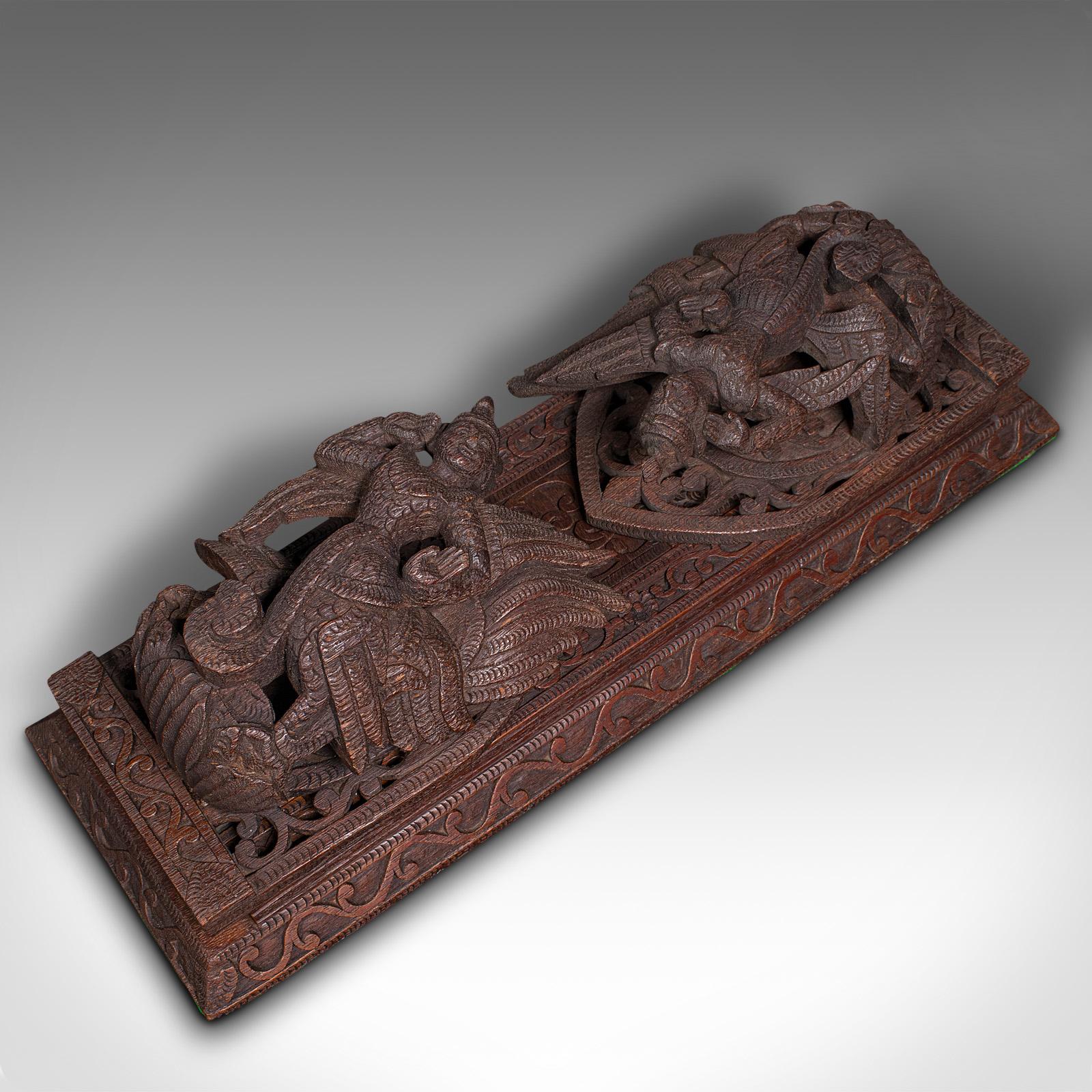 Vintage Carved Book Slide, Balinese, Hardwood, Library Stand, Mid Century, 1960 For Sale 3