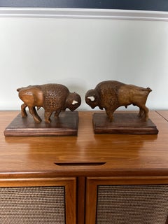 Vintage Carved Buffalo or Bison Sculpture S.L. Mitchell