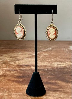 Vintage Carved Cameo Drop Earrings