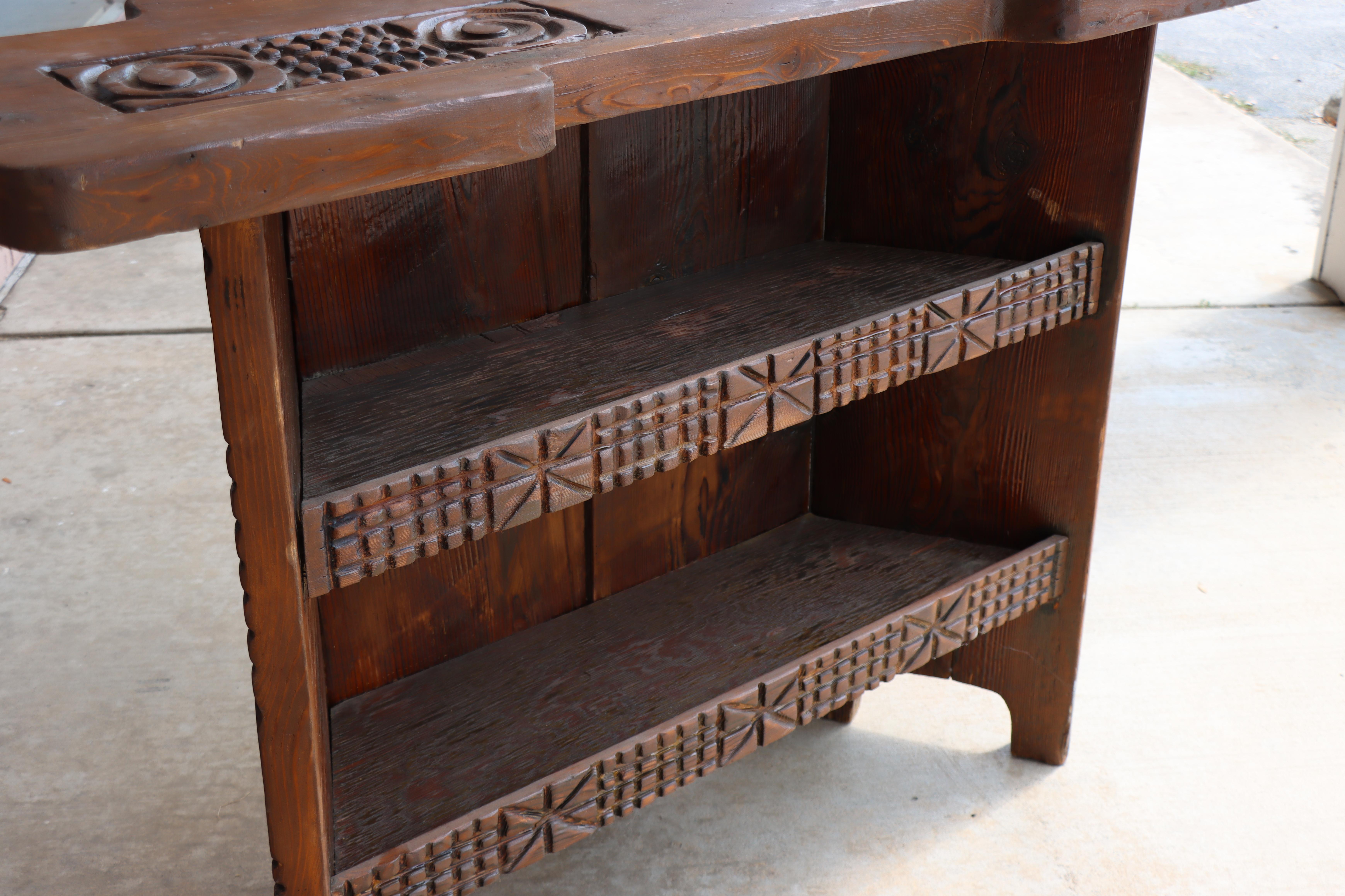 Vintage Carved Cedar Bar By Witco - Tiki 1