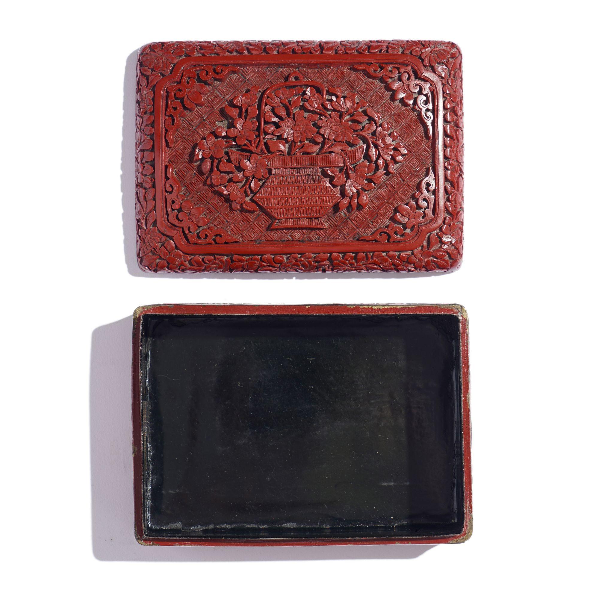 Enamel Vintage carved Chinese cinnabar box For Sale