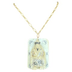 Vintage Carved Chinese Ivory Emperor 14kt Gold Chain