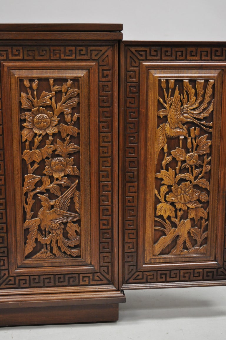 Vintage Carved Chinese Oriental Folding Expandable Bar Liquor