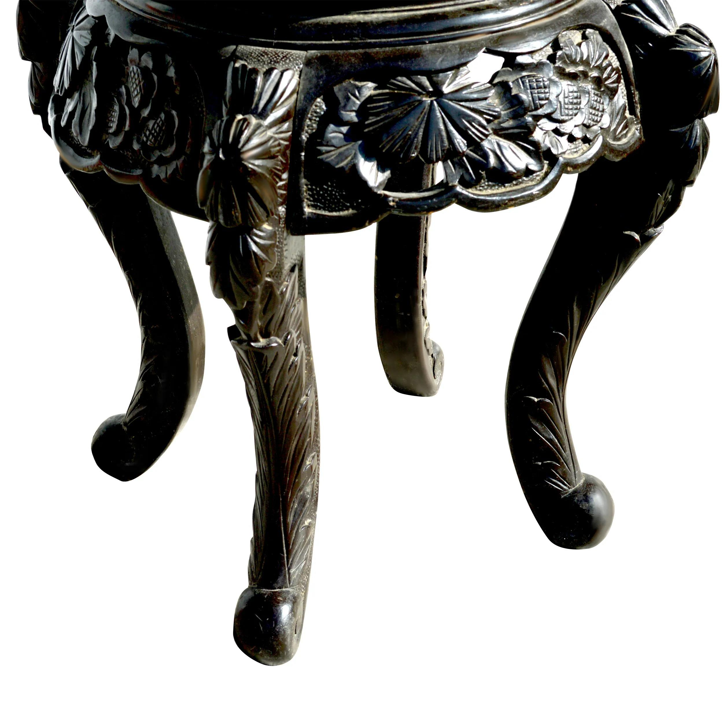 Chinoiserie Vintage Carved Chinese Side Table For Sale
