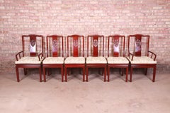 Vintage Carved Chinese Solid Rosewood Dining Chairs, Set of Six