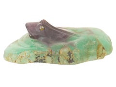 Vintage Carved Chrysoprase Frog Figurine