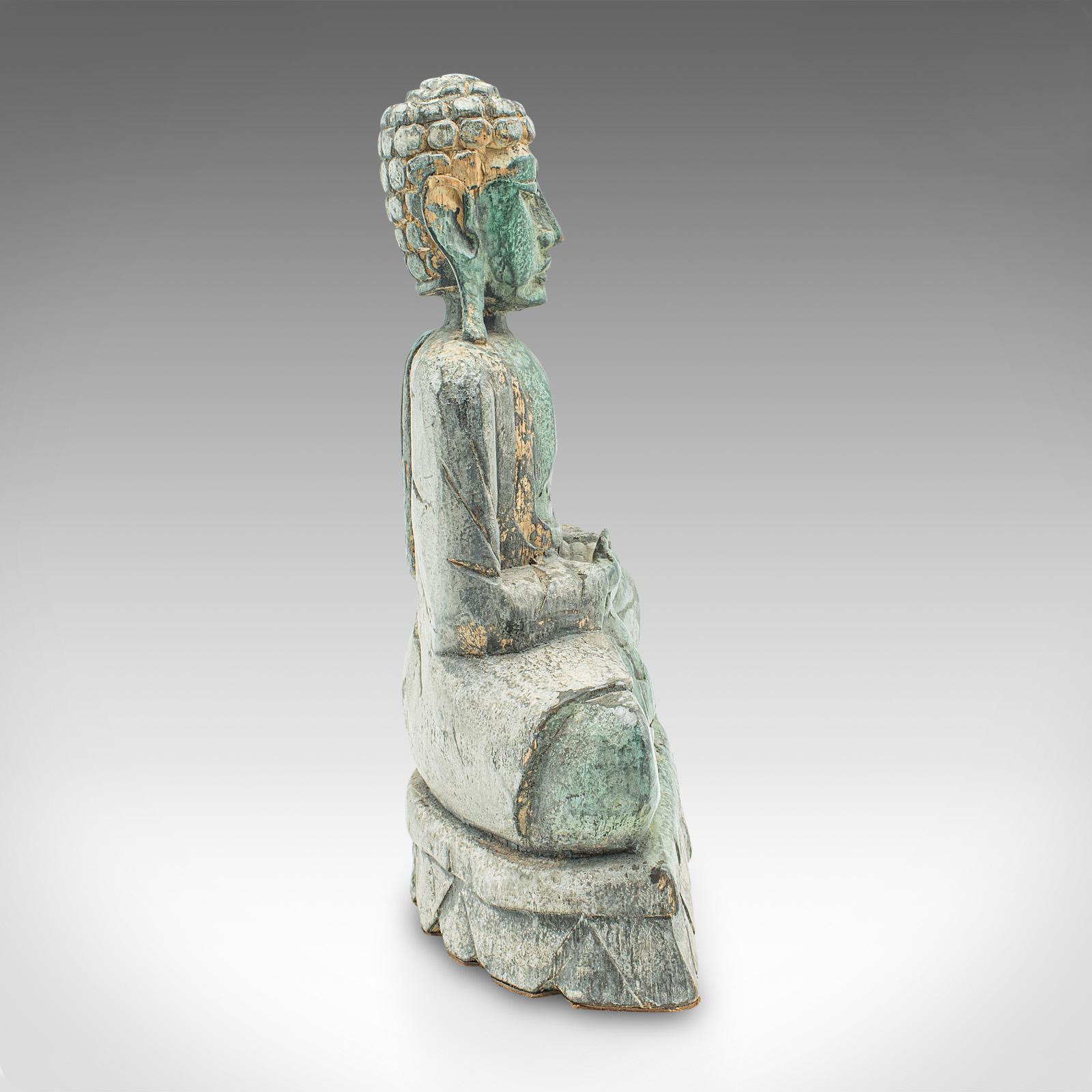 Cinese Divinità intagliata d'epoca, orientale, pino bronzato, figura di Buddha, Art of C. 1930 in vendita
