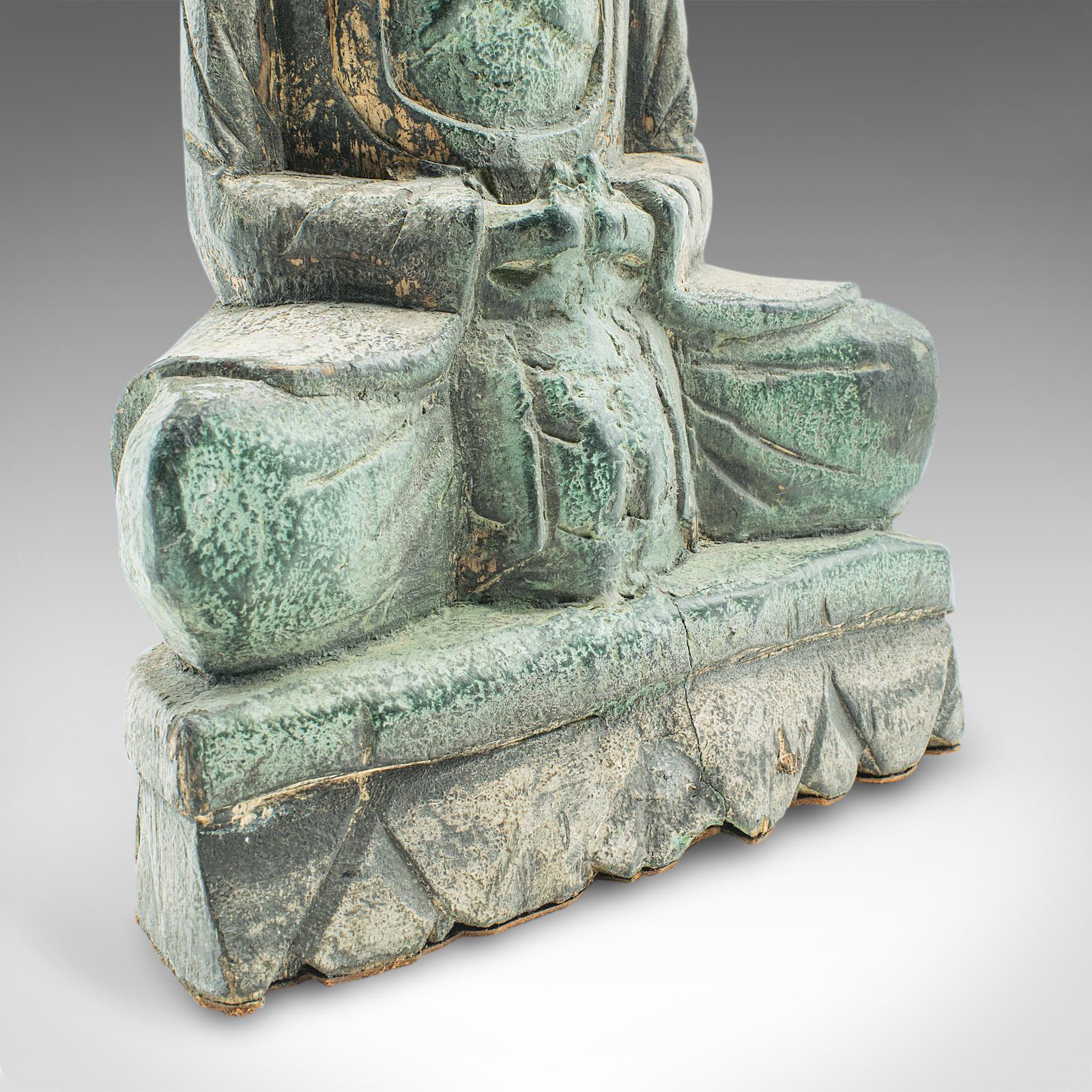 Divinità intagliata d'epoca, orientale, pino bronzato, figura di Buddha, Art of C. 1930 in vendita 1