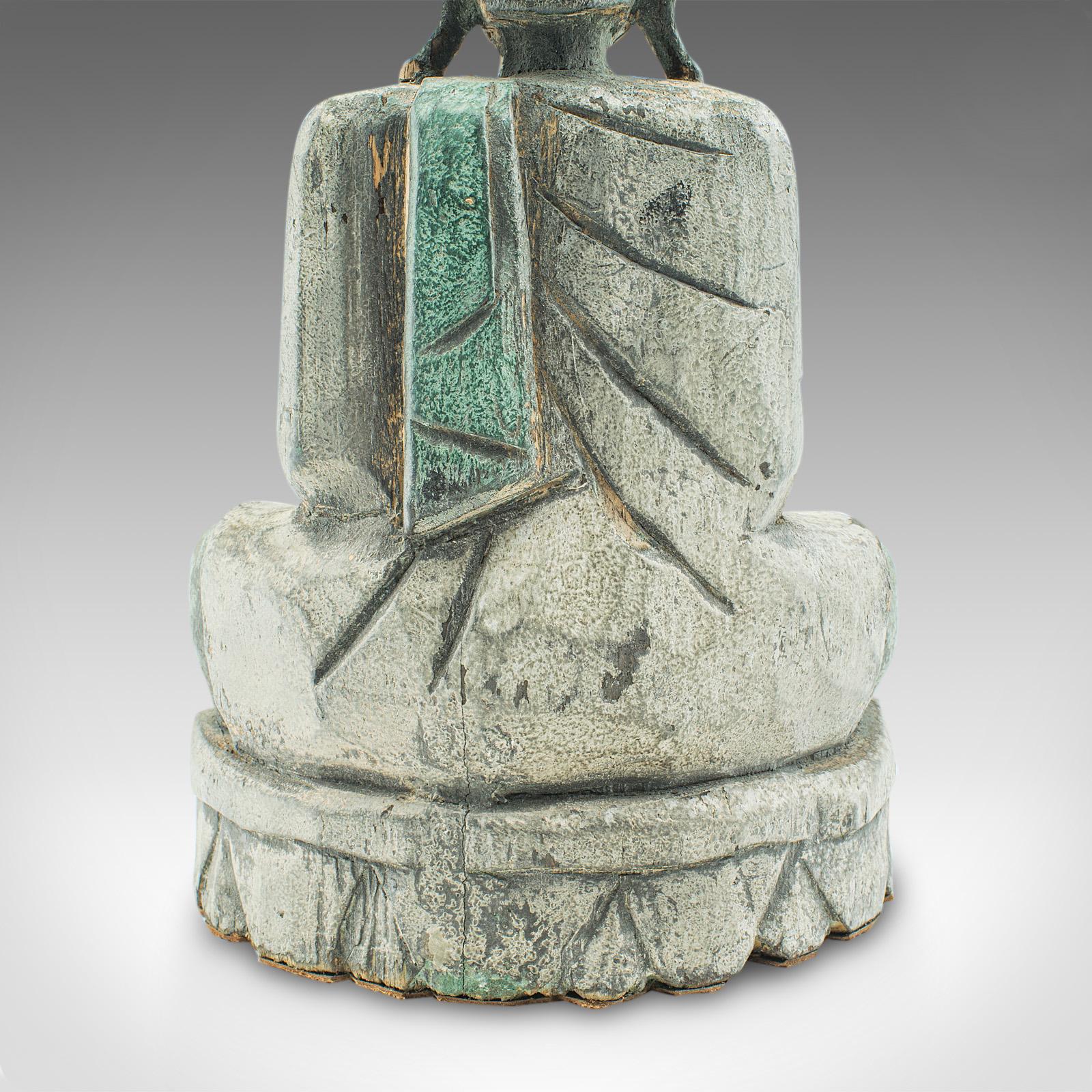 Divinità intagliata d'epoca, orientale, pino bronzato, figura di Buddha, Art of C. 1930 in vendita 2