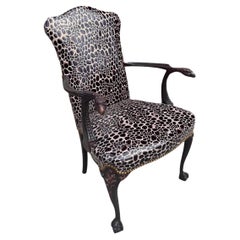 Vintage Carved Eagle Head Arms Armchairs Newly Reupholstered In Leather