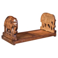 Vintage Carved Elephant Book Slide, Anglo-Indian, Colonial, Library, Art Deco
