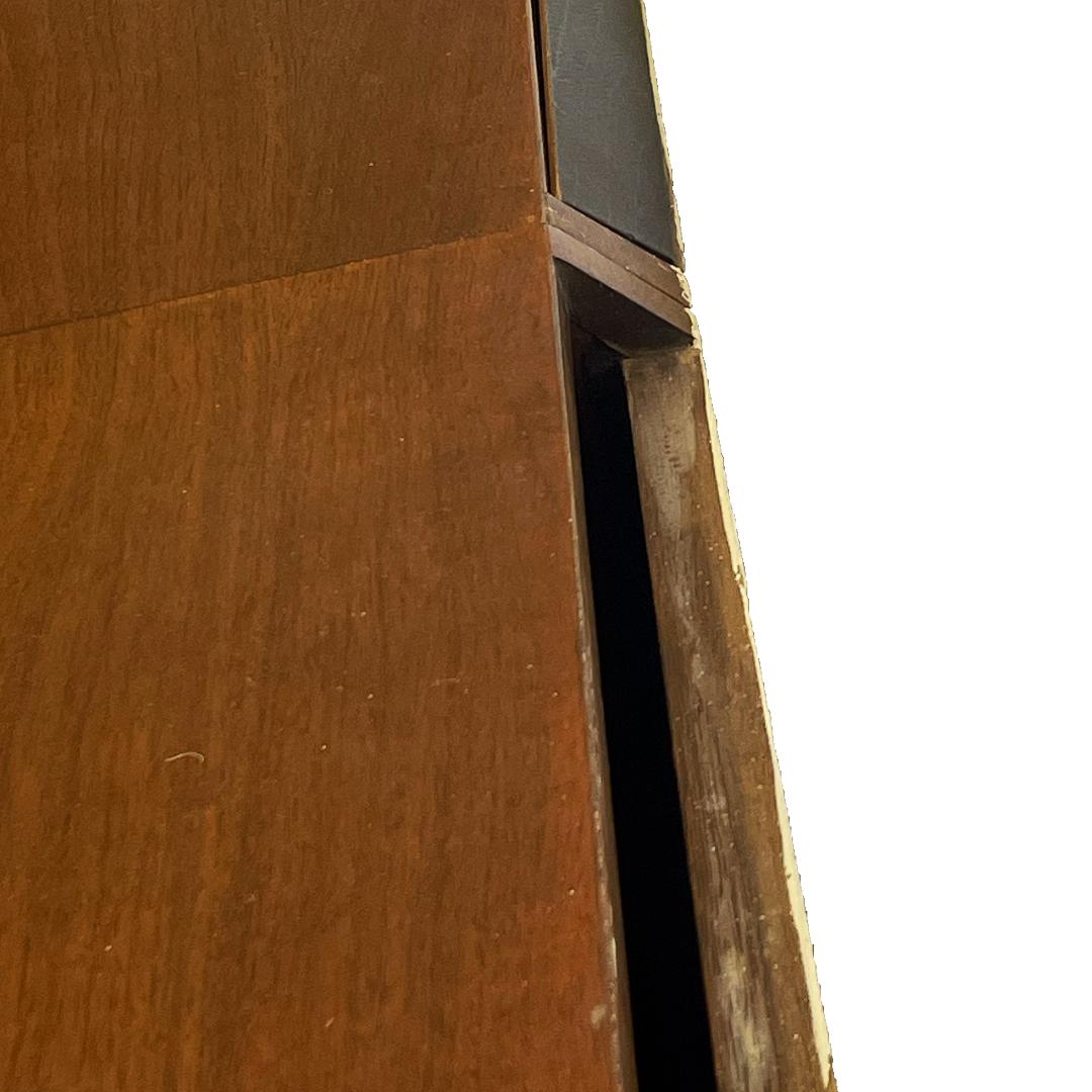 Mexican Vintage Carved Front Walnut Console Cabinet For Sale