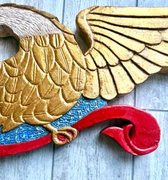 Vintage Carved, Gilded and Painted American Eagle Wall Sculpture