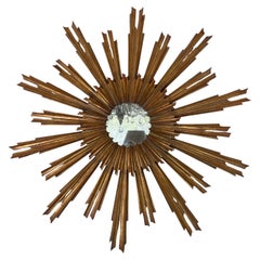 Vintage geschnitzt Gilt-Holz Sunburst Spiegel