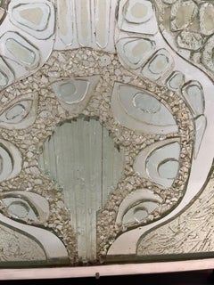 "1970s Vintage Hand-Crafted Carved Glass Sculpture on Metal Frame"