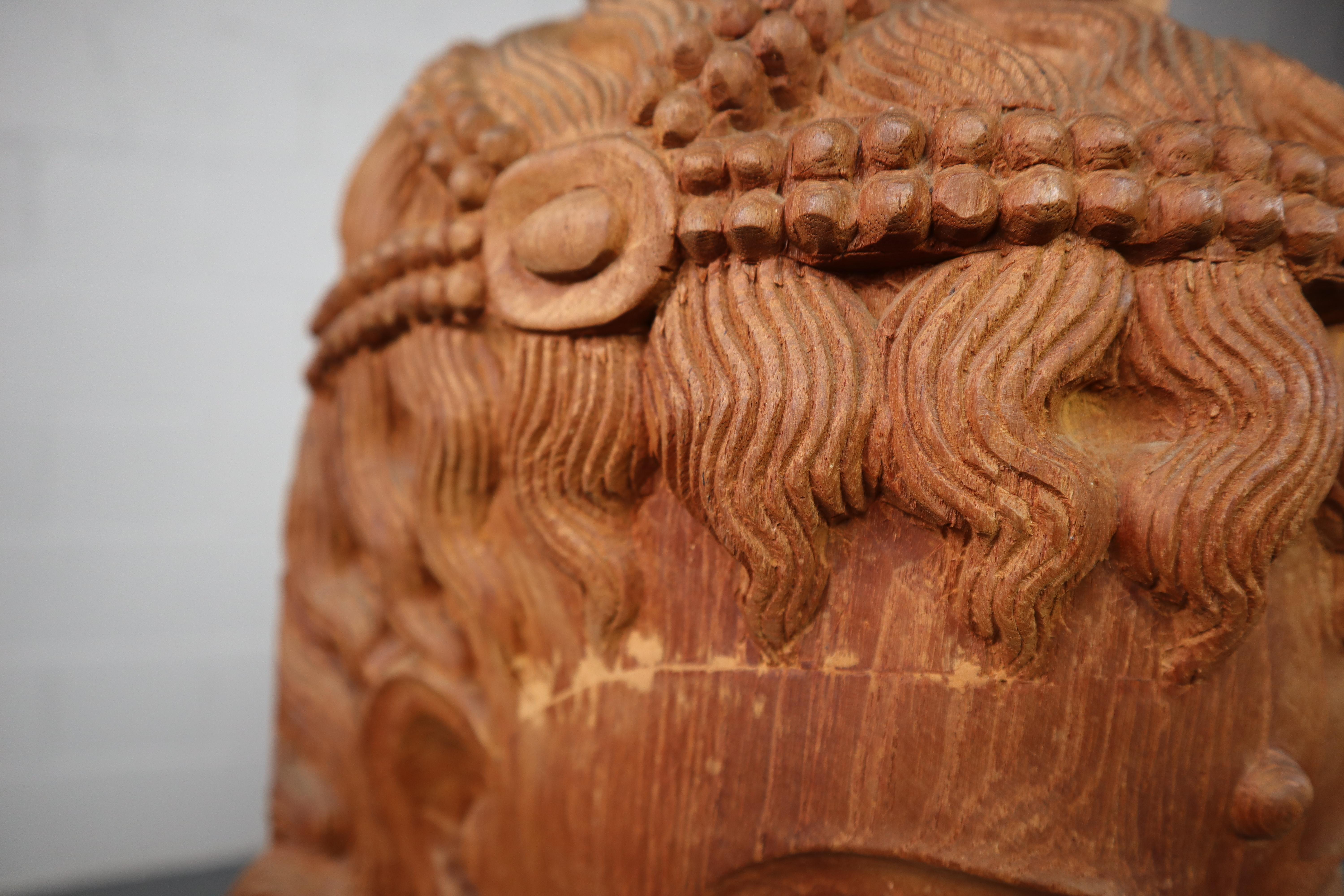Vintage Carved Hard Wood Buddha Statue on Pedestal 6